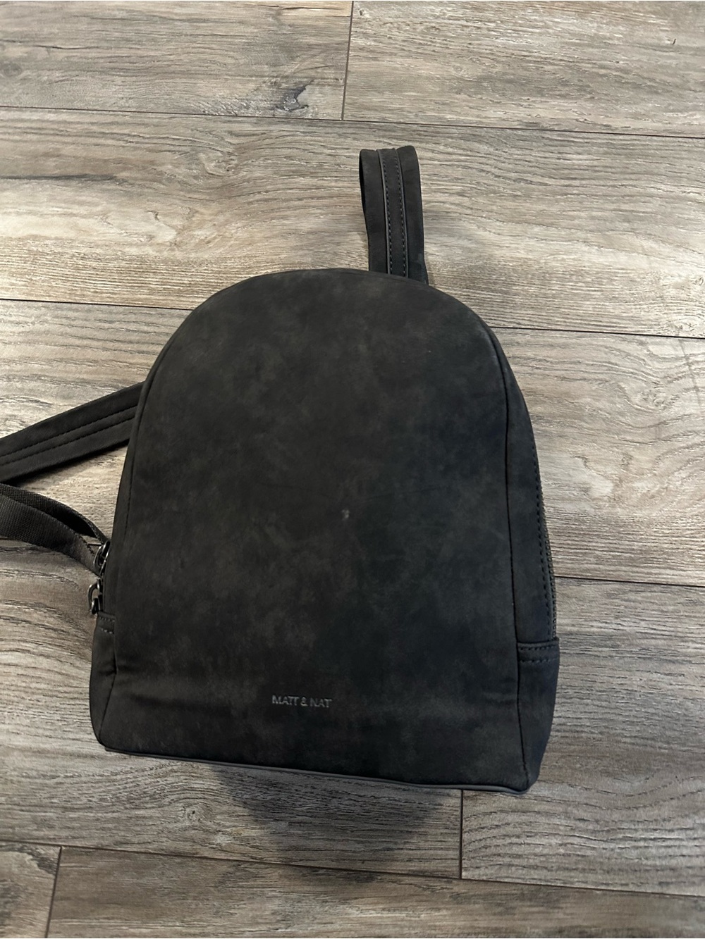 Matt & Nat Dark Grey Suede Mini Backpack